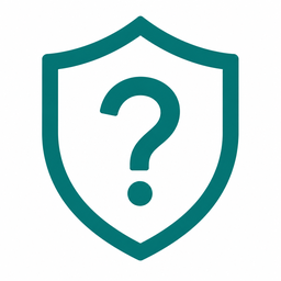 A shield with a question mark, standing for an unverified regulatory claim